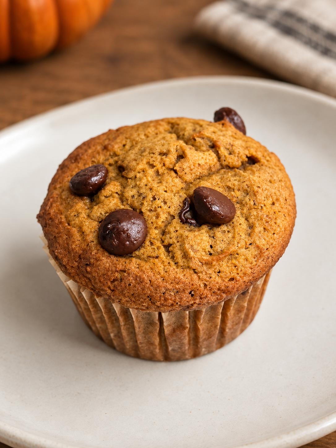 Homemade pumpkin muffins with warm pumpkin spice