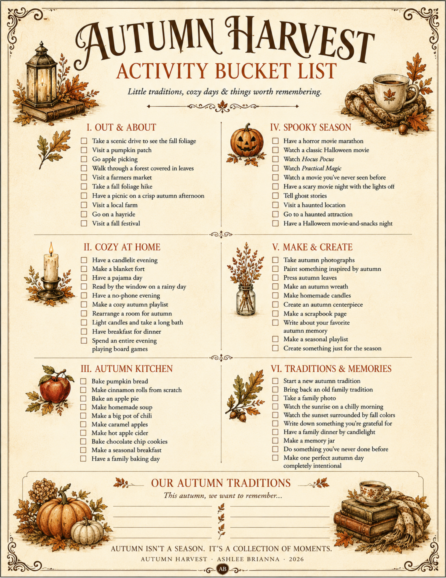 AUTUMN HARVEST ACTIVITY CHECKLIST