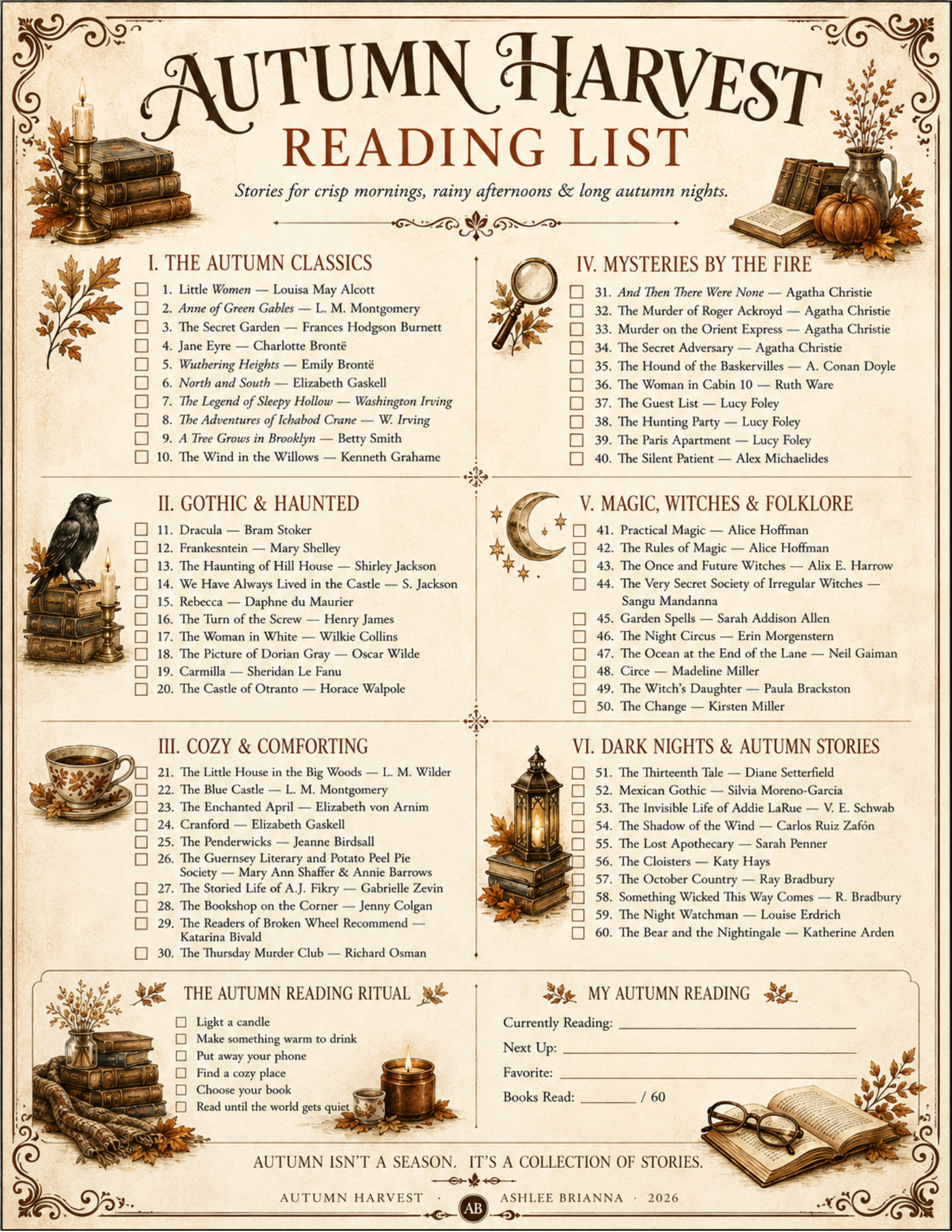 AUTUMN HARVEST READING CHECKLIST